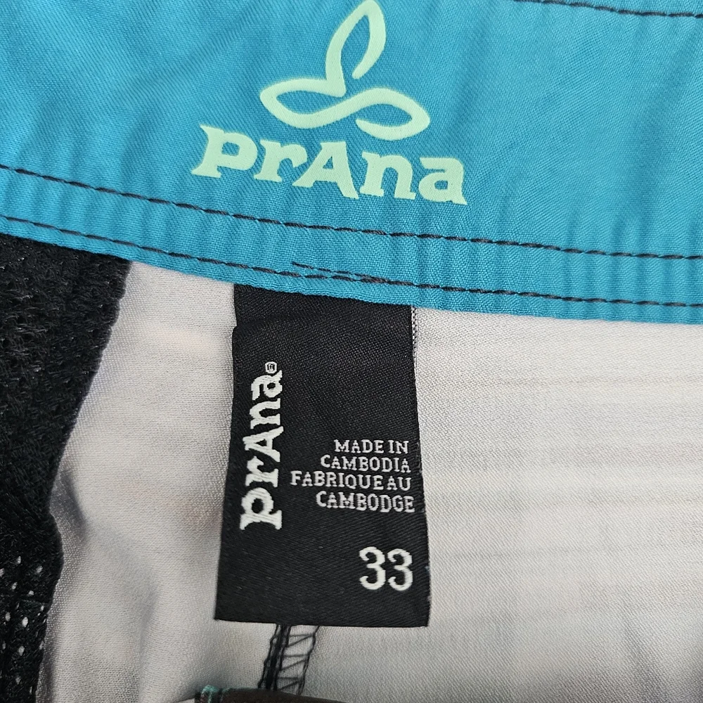 PrAna Mens Swim Boardshorts Size 33 Linear‎ Hybrid Shorts Blue Jay Striped